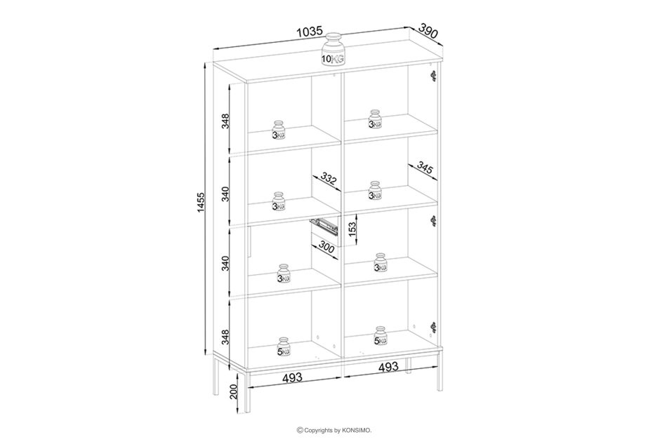 FONTE Cremefarbene Vitrine mit Lamellen auf hohen Beinen cremig - Foto 6