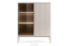 Cremefarbene niedrige Vitrine mit Lamellen