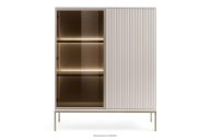 Cremefarbene niedrige Vitrine mit Lamellen