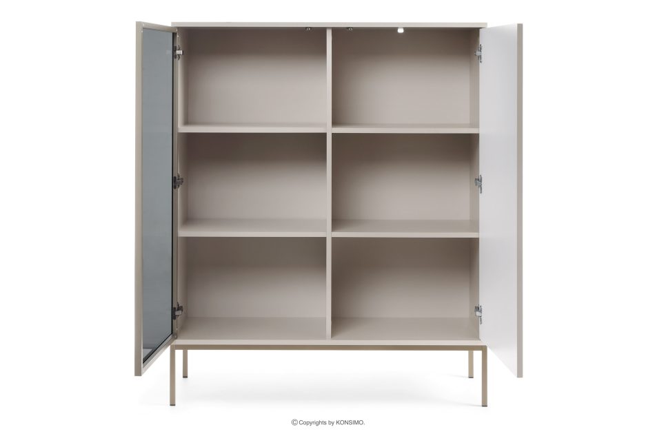 FONTE Cremefarbene niedrige Vitrine mit Lamellen cremig - Foto 3