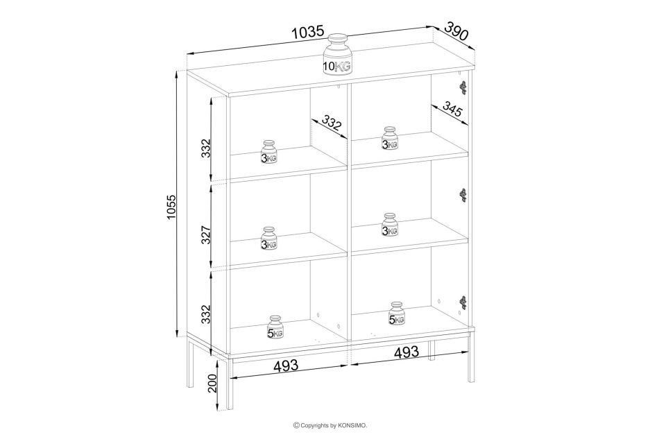 FONTE Cremefarbene niedrige Vitrine mit Lamellen cremig - Foto 4