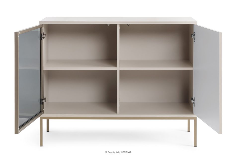 FONTE Cremefarbene Kommode mit Glastüren und Lamellen cremig - Foto 3