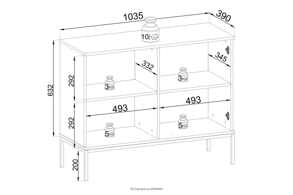 FONTE Cremefarbene Kommode mit Glastüren und Lamellen cremig - Foto 5