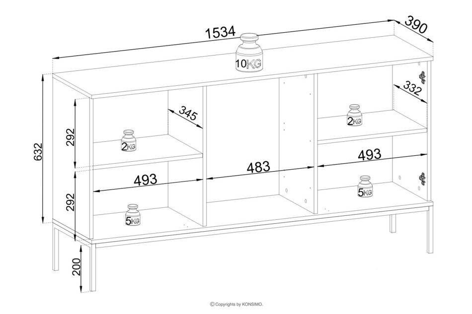 FONTE Cremefarbene breite Kommode mit Glastüren und Lamellen cremig - Foto 5