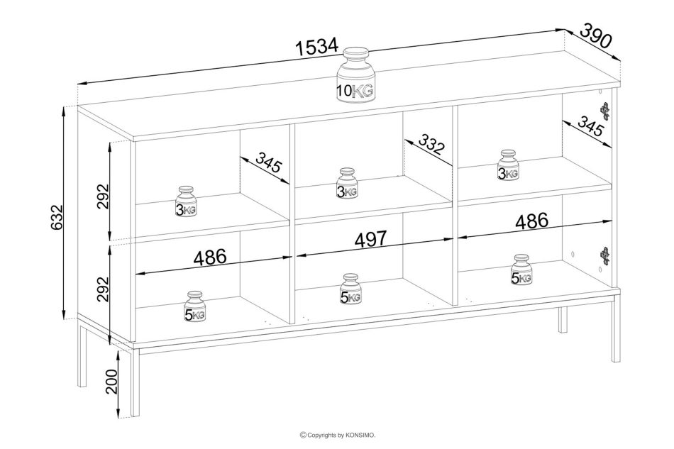 FONTE Cremefarbene große Kommode mit Glastüren und Lamellen cremig - Foto 5