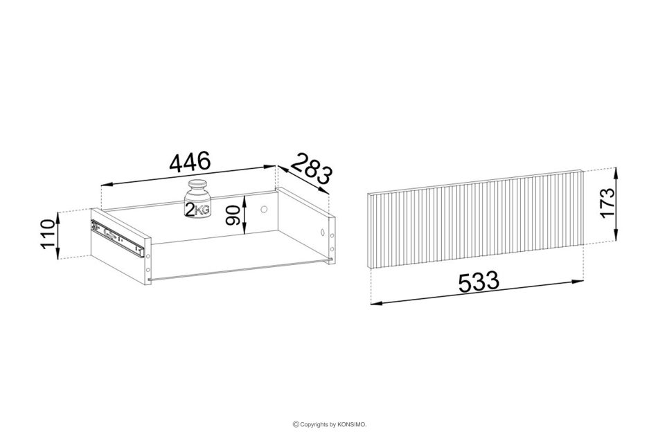 FONTE Cremefarbener Nachttisch mit Lamellen auf hohen Beinen cremig - Foto 6