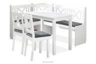 Ecksofa für die Küche / Eckgarnitur für die Küche mit Stühlen und Tisch weiß grau