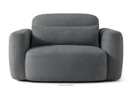 Sessel im japanischen Stil aus dunkelgrauem Bouclé-Stoff