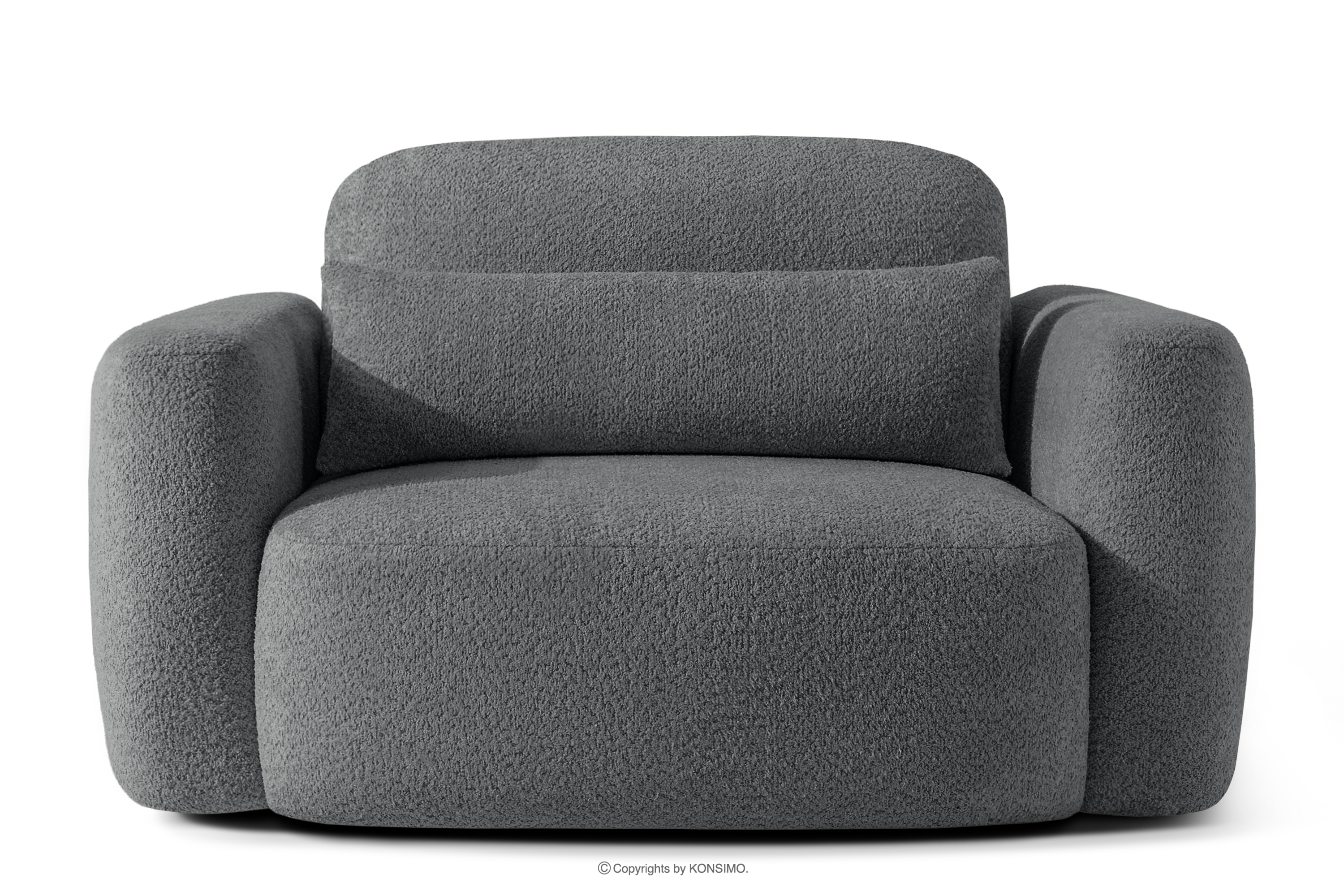 Sessel im japanischen Stil aus dunkelgrauem Bouclé-Stoff