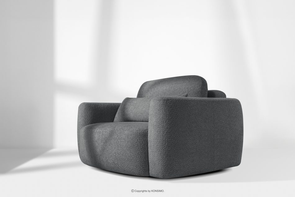 ELOSA Sessel im japanischen Stil aus dunkelgrauem Bouclé-Stoff dunkelgrau - Foto 15