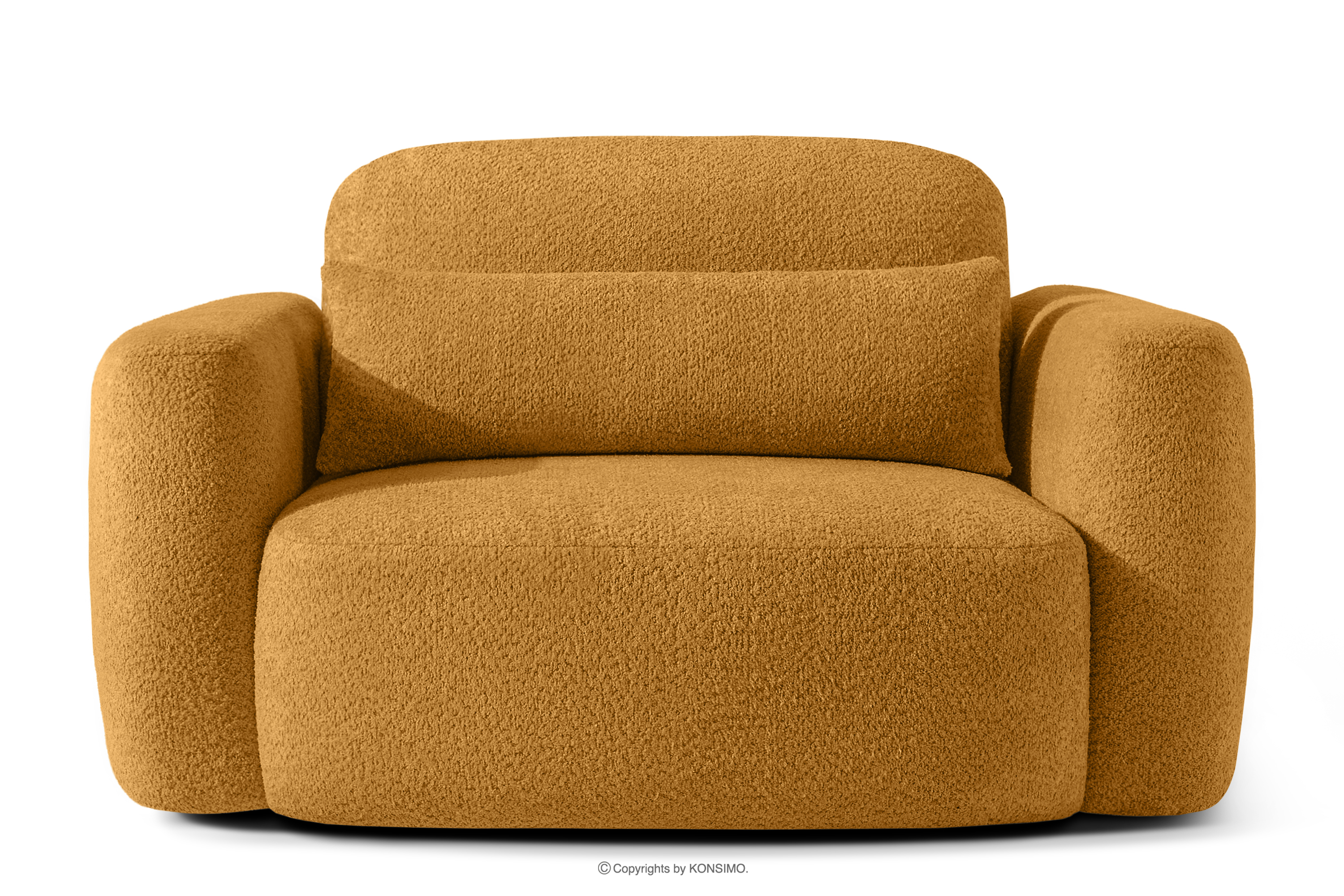 Sessel im japanischen Stil aus honigfarbenem Bouclé-Stoff