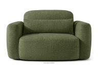 Sessel im japanischen Stil aus olivgrünem Bouclé-Stoff
