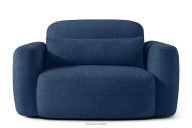 Sessel im japanischen Stil aus dunkelblauem Bouclé-Stoff