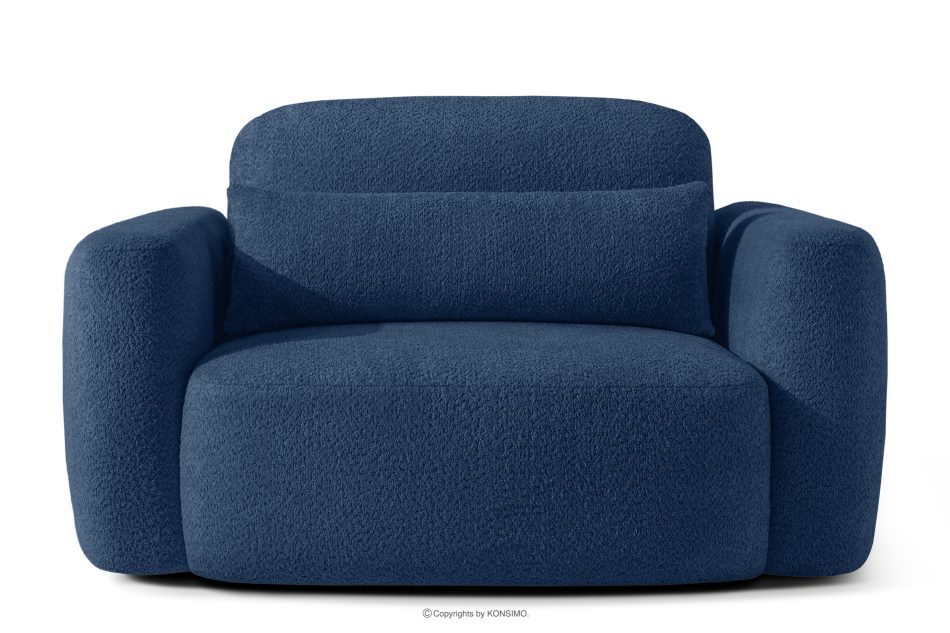 ELOSA Sessel im japanischen Stil aus dunkelblauem Bouclé-Stoff dunkelblau - Foto 0