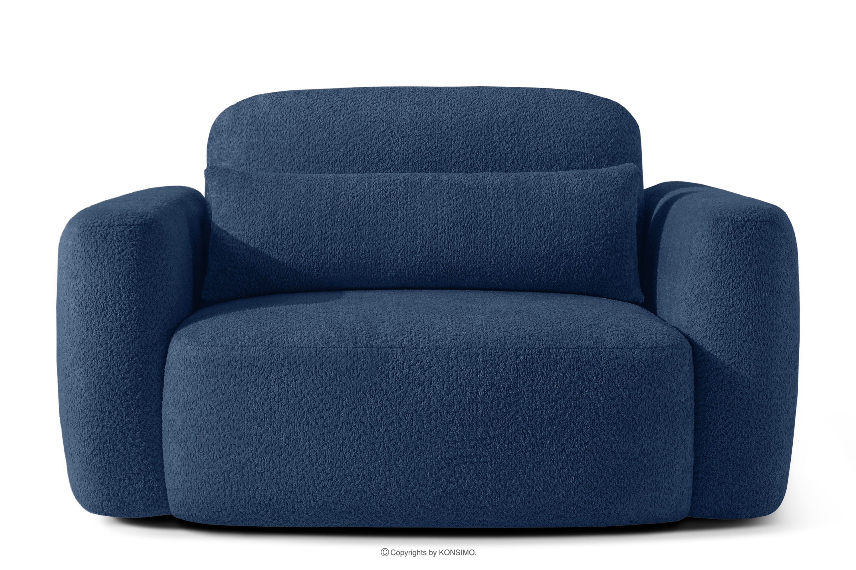 Sessel im japanischen Stil aus dunkelblauem Bouclé-Stoff