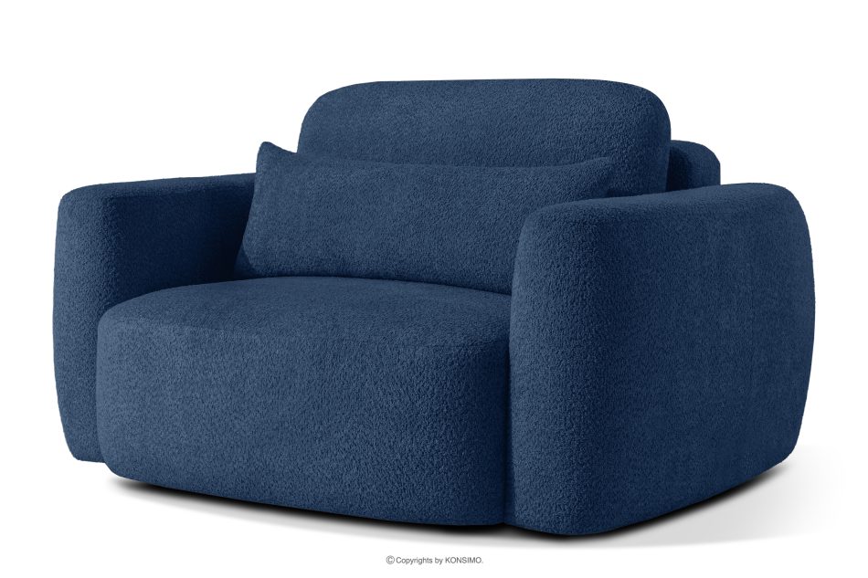 ELOSA Sessel im japanischen Stil aus dunkelblauem Bouclé-Stoff dunkelblau - Foto 2