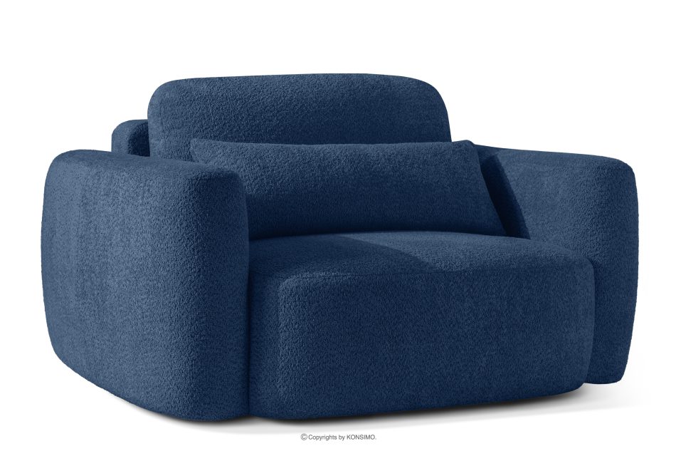 ELOSA Sessel im japanischen Stil aus dunkelblauem Bouclé-Stoff dunkelblau - Foto 3