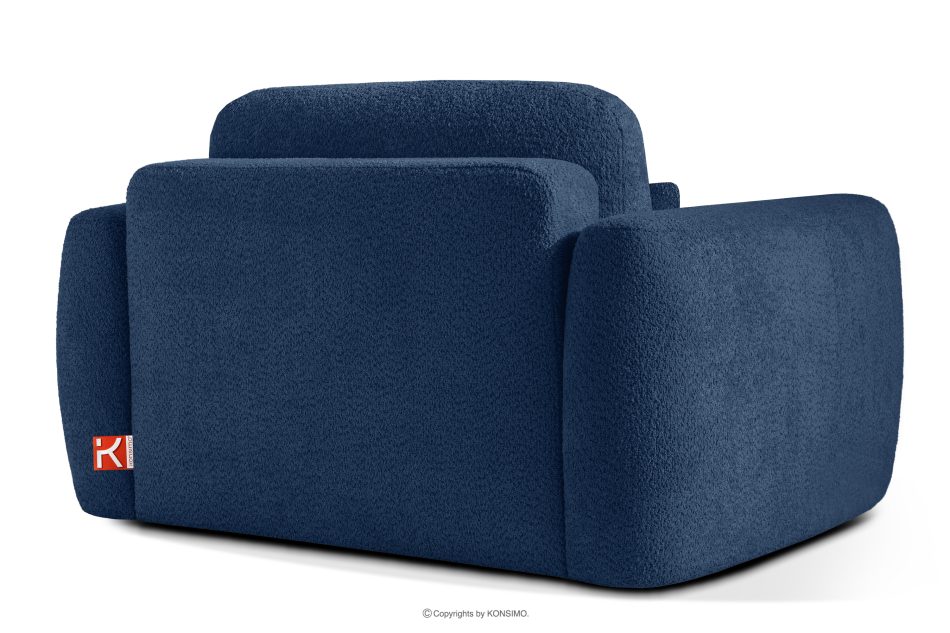 ELOSA Sessel im japanischen Stil aus dunkelblauem Bouclé-Stoff dunkelblau - Foto 4