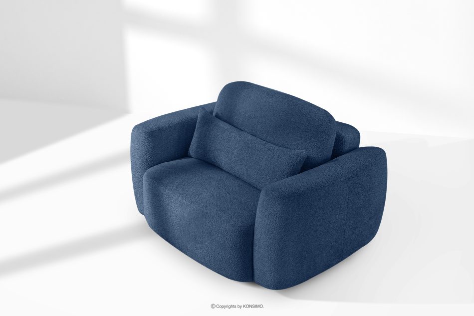 ELOSA Sessel im japanischen Stil aus dunkelblauem Bouclé-Stoff dunkelblau - Foto 14