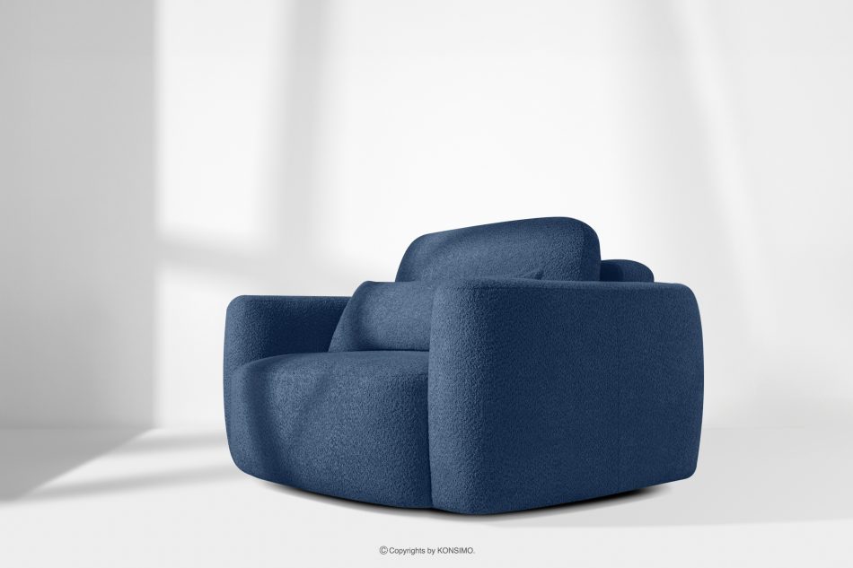 ELOSA Sessel im japanischen Stil aus dunkelblauem Bouclé-Stoff dunkelblau - Foto 15