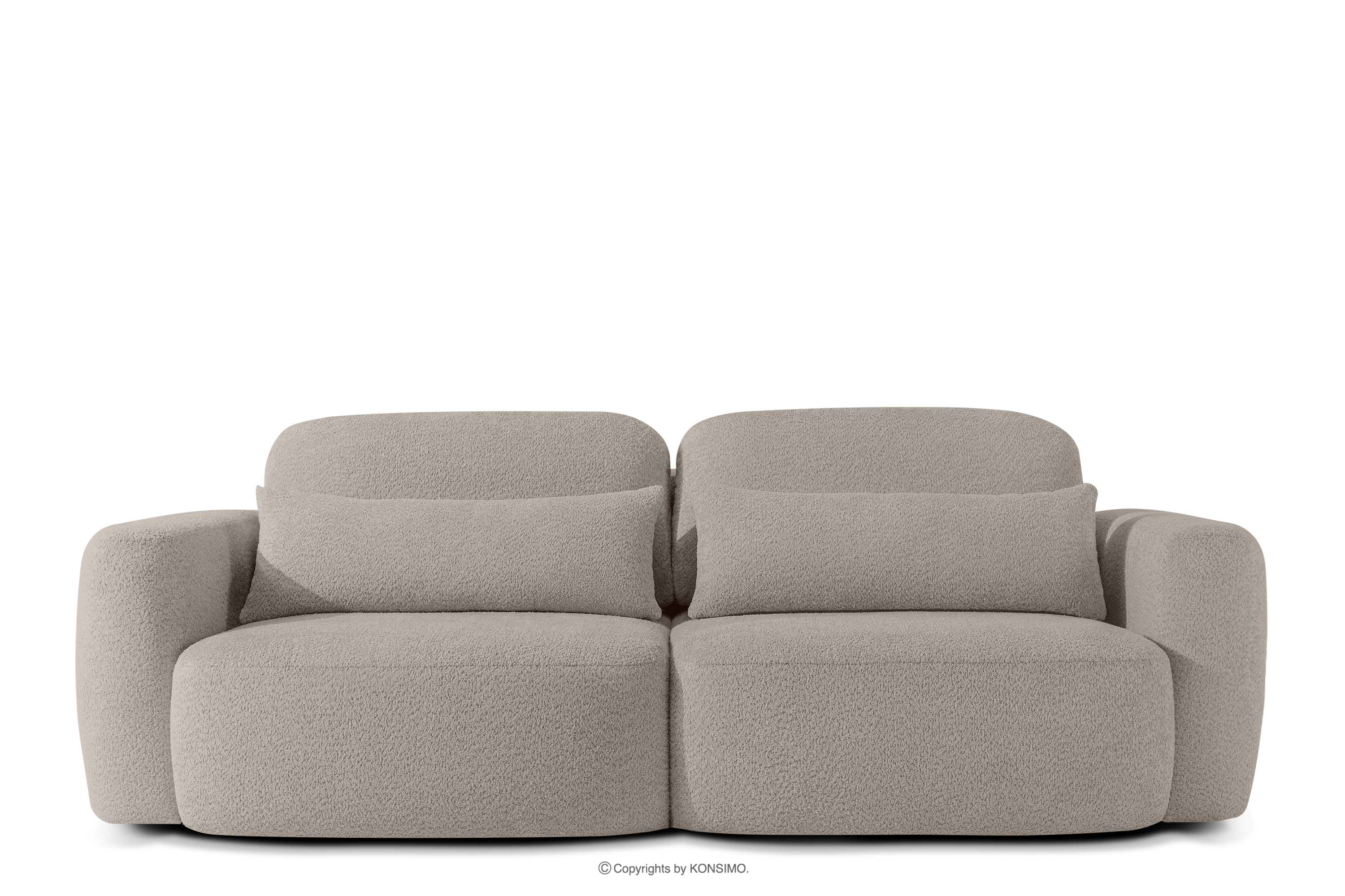Sofa 3 Japandi aus grauem Bouclé-Stoff