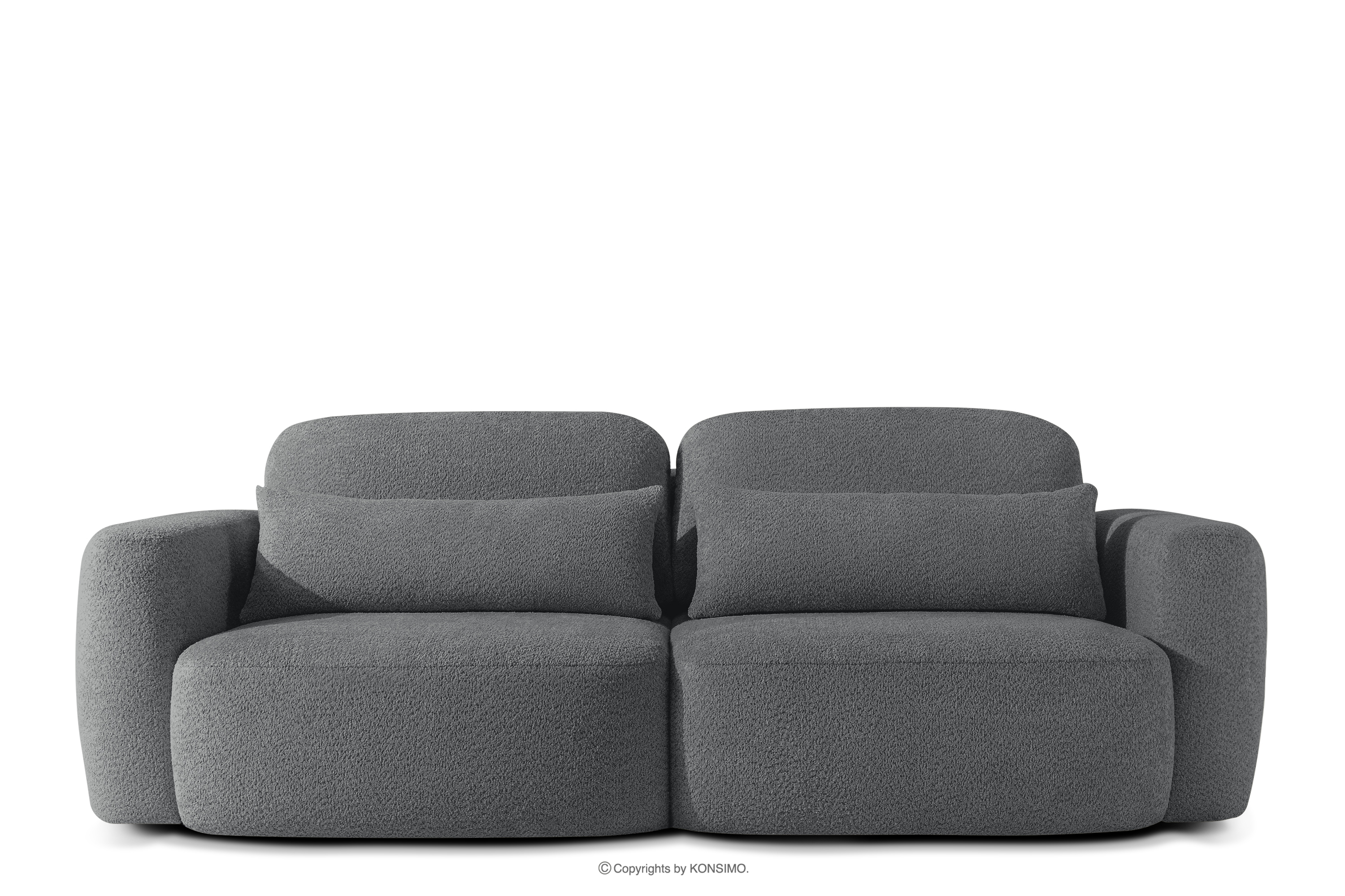 Dreisitzer-Sofa im japanischen Stil mit Bouclé-Stoff in Dunkelgrau