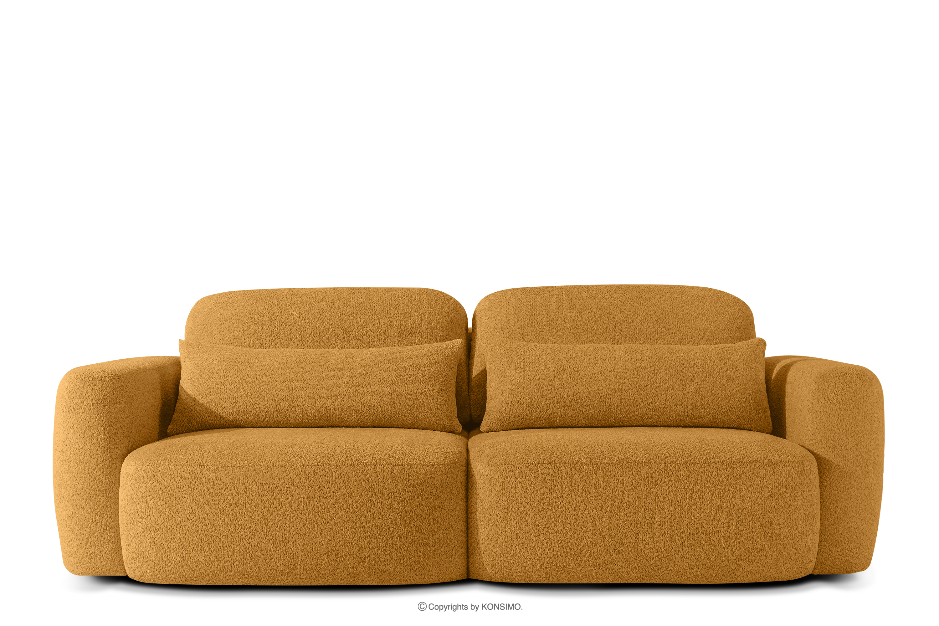Dreisitzer-Sofa im japanischen Stil aus honigfarbenem Bouclé-Stoff