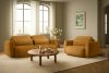 ELOSA Dreisitzer-Sofa im japanischen Stil aus honigfarbenem Bouclé-Stoff honigfarben - Foto 22