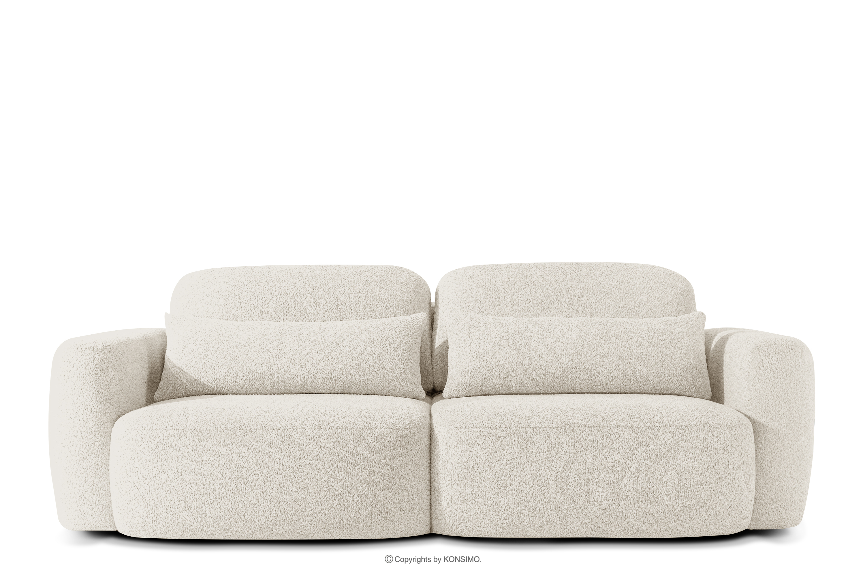 Sofa 3 Japandi aus weißem Bouclé-Stoff