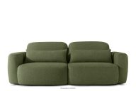 Dreisitzer-Sofa im japanischen Stil mit Bouclé-Stoff in Olivgrün