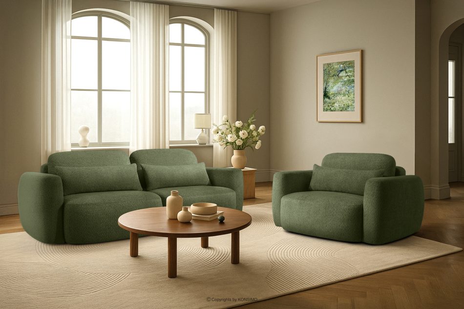ELOSA Dreisitzer-Sofa im japanischen Stil mit Bouclé-Stoff in Olivgrün olivgrün - Foto 21