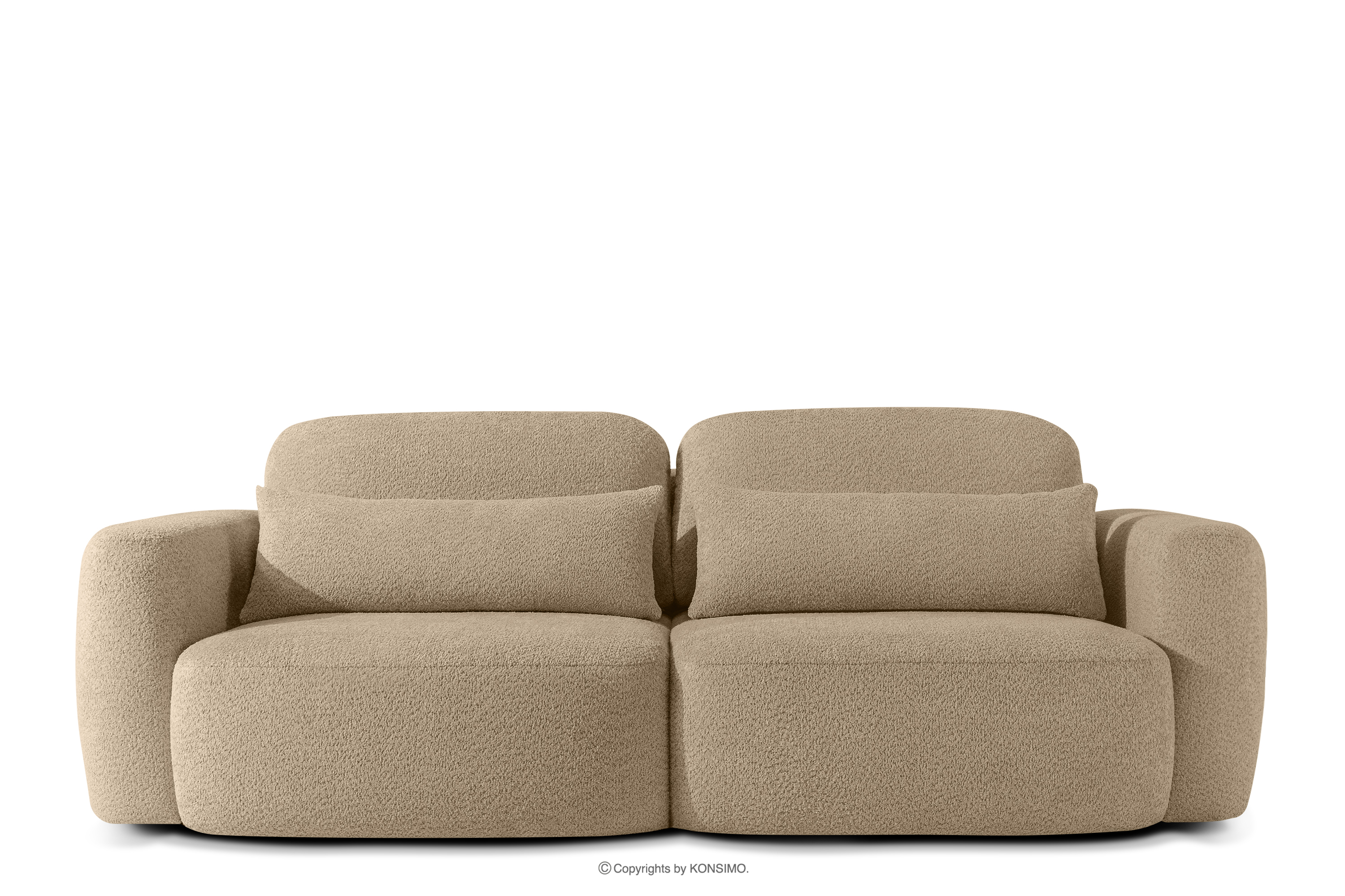 Sofa 3 Japandi aus beigem Bouclé-Stoff