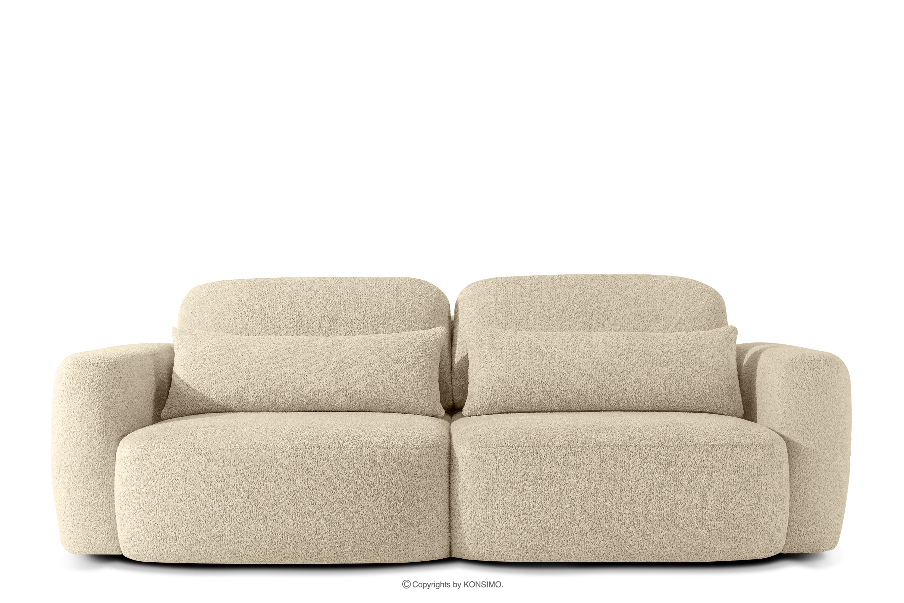 Sofa 3 Japandi aus hellbeigem Bouclé-Stoff