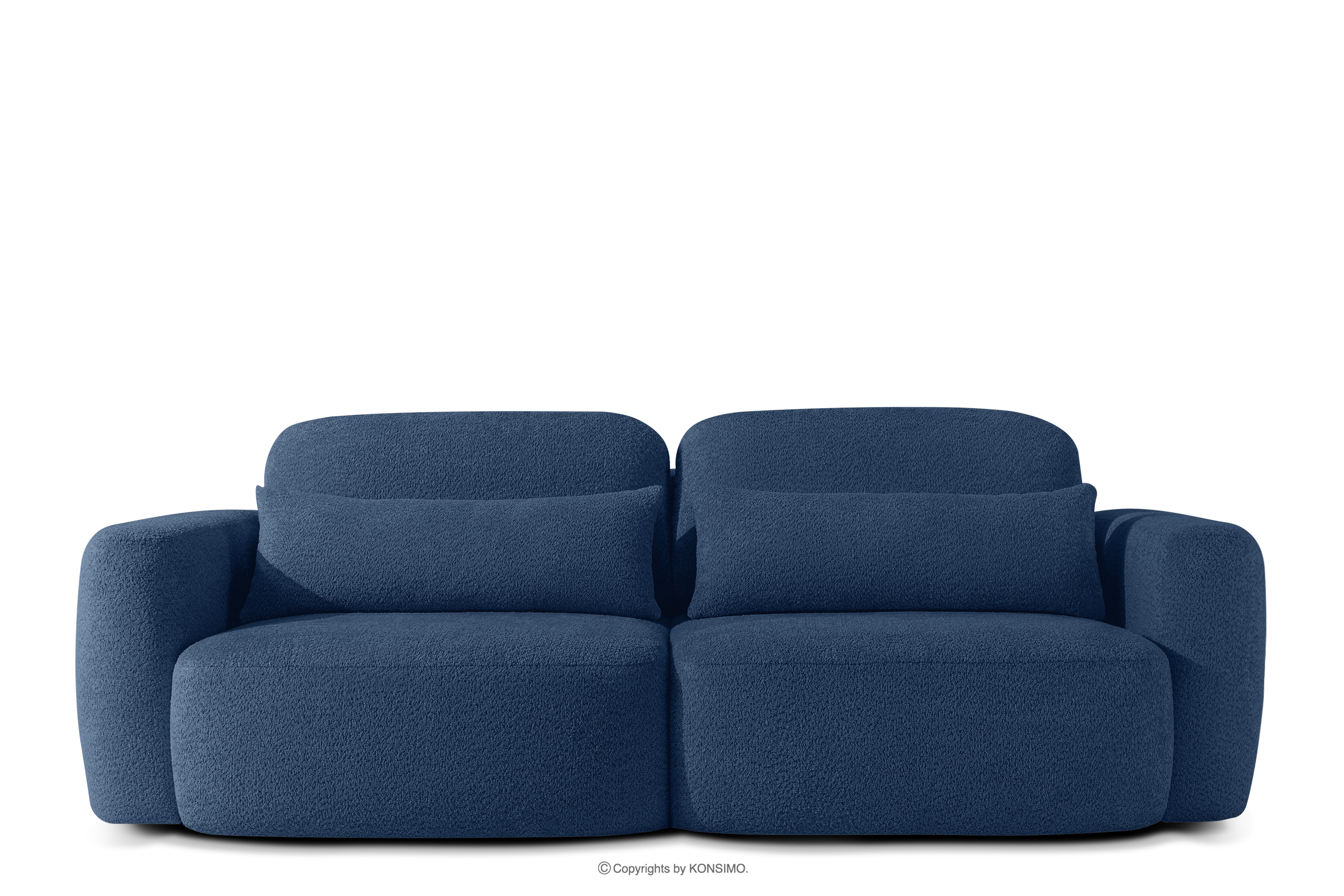 Dreisitzer-Sofa im japanischen Stil mit Bouclé-Stoff in Marineblau