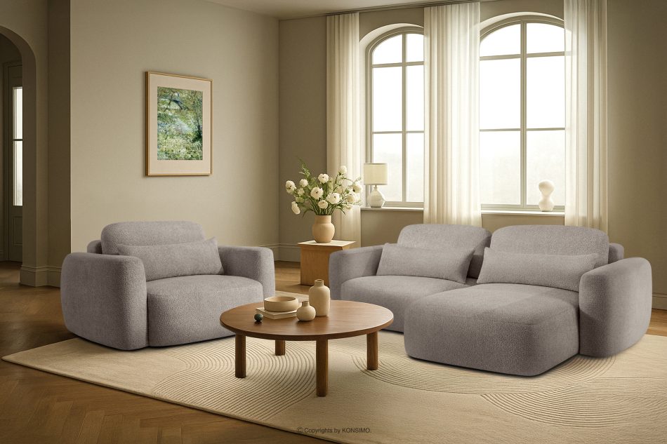 ELOSA Japandi-Ecksofa aus Bouclé-Stoff, rechts, grau grau - Foto 21