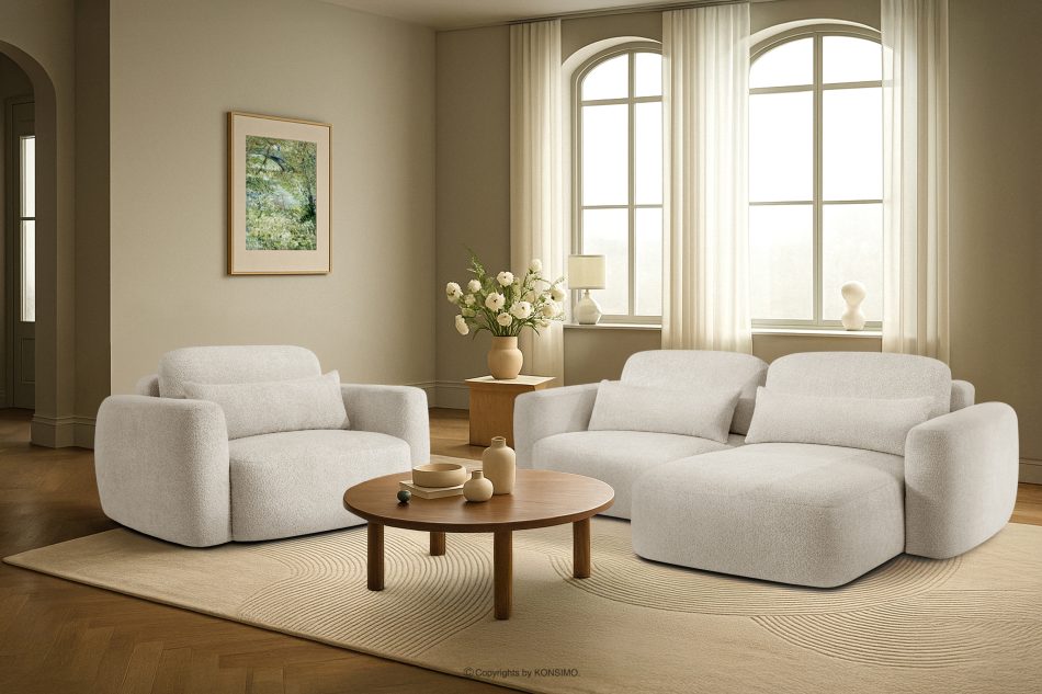 ELOSA Japandi-Ecksofa aus Bouclé-Stoff, rechts, weiß weiß - Foto 21
