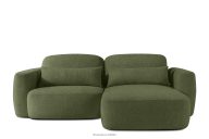 Ecksofa im japanischen Stil mit Bouclé-Stoff, rechts, olivgrün