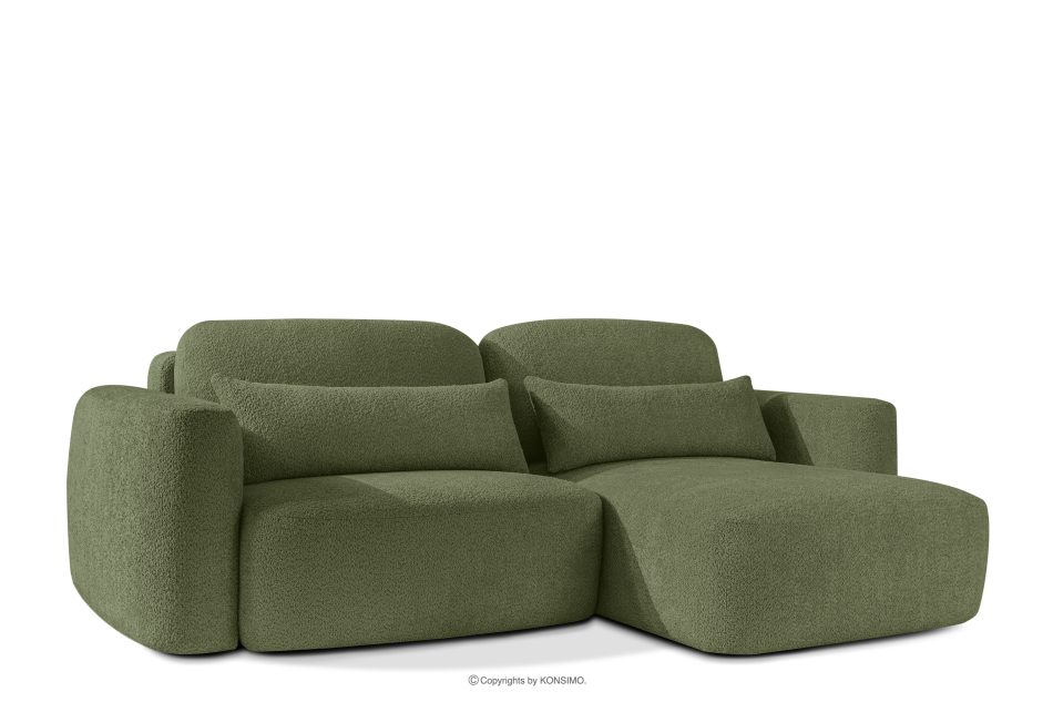 ELOSA Ecksofa im japanischen Stil mit Bouclé-Stoff, rechts, olivgrün oliv - Foto 3