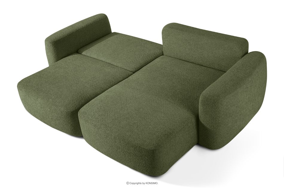 ELOSA Ecksofa im japanischen Stil mit Bouclé-Stoff, rechts, olivgrün oliv - Foto 4