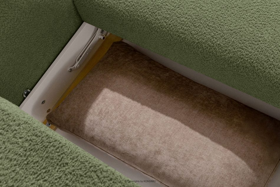 ELOSA Ecksofa im japanischen Stil mit Bouclé-Stoff, rechts, olivgrün oliv - Foto 14