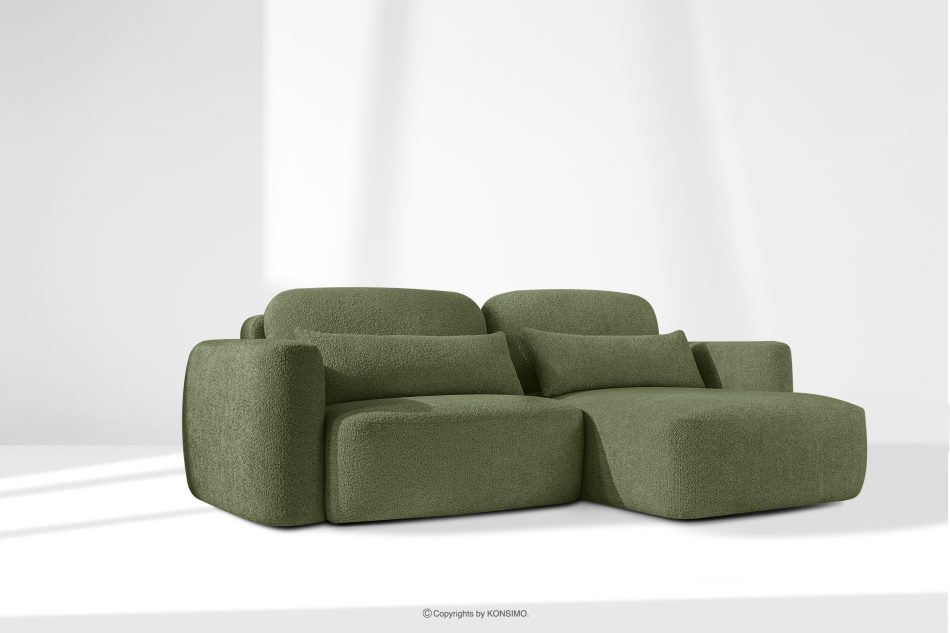 ELOSA Ecksofa im japanischen Stil mit Bouclé-Stoff, rechts, olivgrün oliv - Foto 20