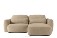 Japandi-Ecksofa aus Bouclé-Stoff, rechts, beige