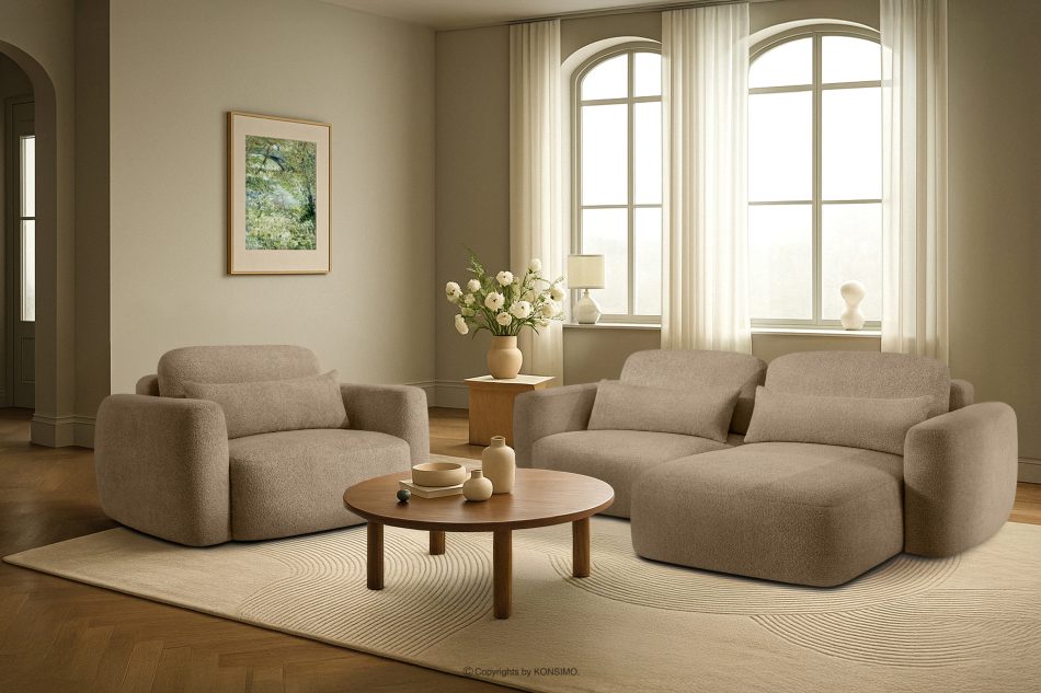 ELOSA Japandi-Ecksofa aus Bouclé-Stoff, rechts, beige beige - Foto 21