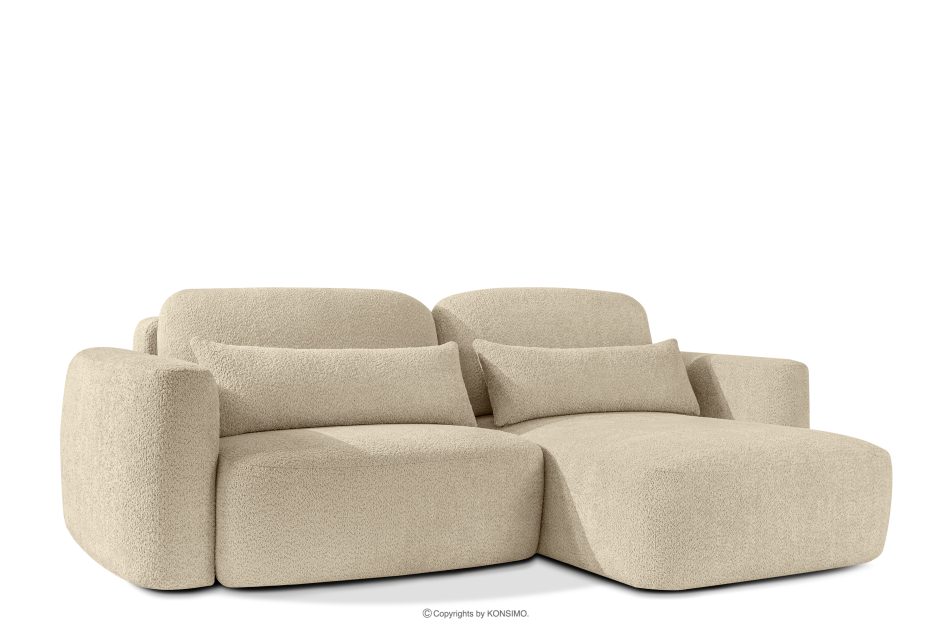 ELOSA Japandi-Ecksofa aus Bouclé-Stoff, rechts, hellbeige hellbeige - Foto 3