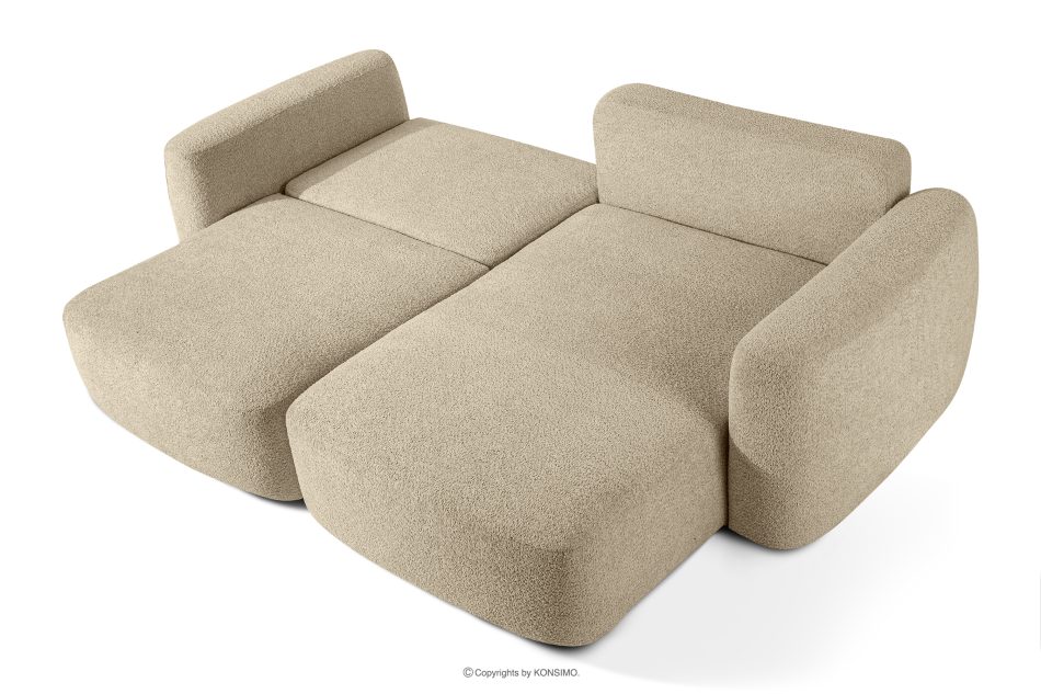 ELOSA Japandi-Ecksofa aus Bouclé-Stoff, rechts, hellbeige hellbeige - Foto 4