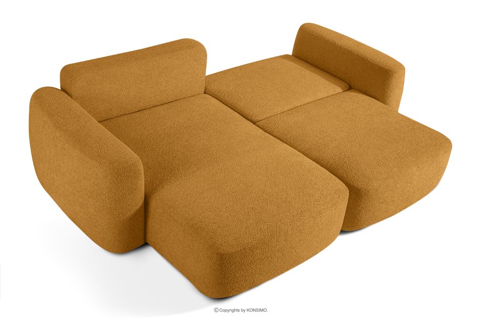 ELOSA Ecksofa im japanischen Stil aus Bouclé-Stoff, links, honigfarben honigfarben - Foto 4