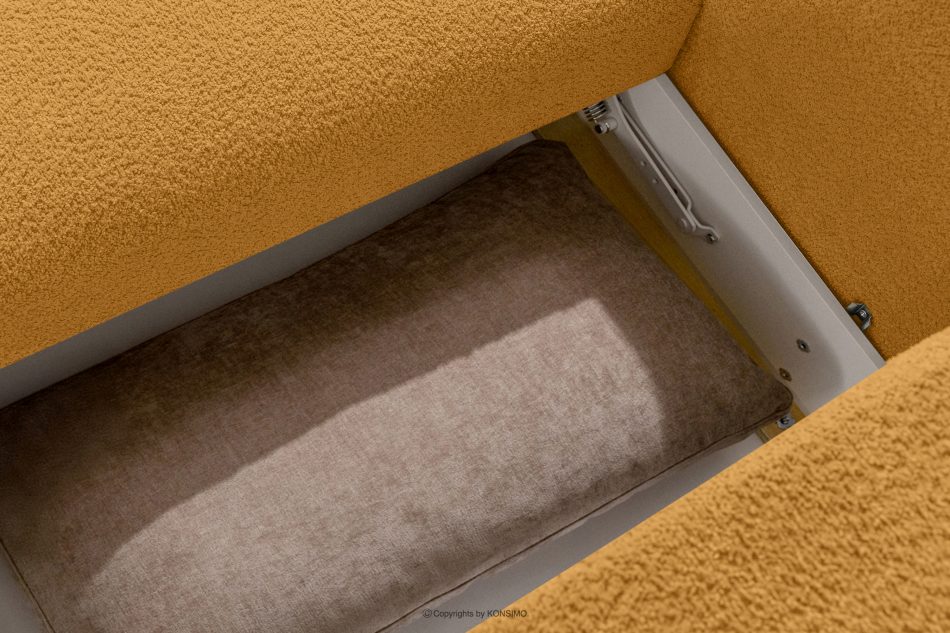 ELOSA Ecksofa im japanischen Stil aus Bouclé-Stoff, links, honigfarben honigfarben - Foto 14