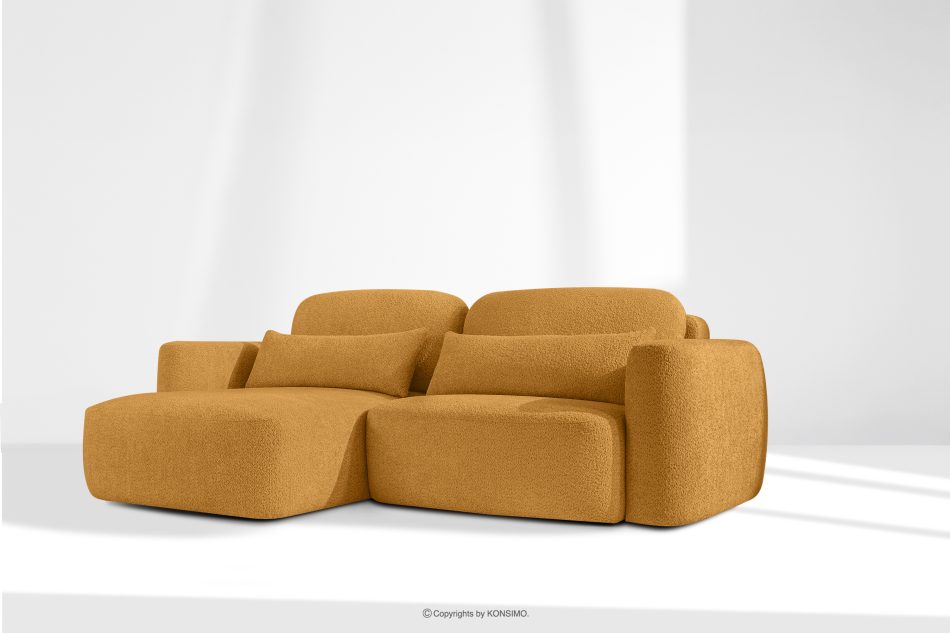 ELOSA Ecksofa im japanischen Stil aus Bouclé-Stoff, links, honigfarben honigfarben - Foto 20