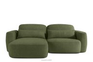Ecksofa im japanischen Stil mit Bouclé-Stoff links olivgrün