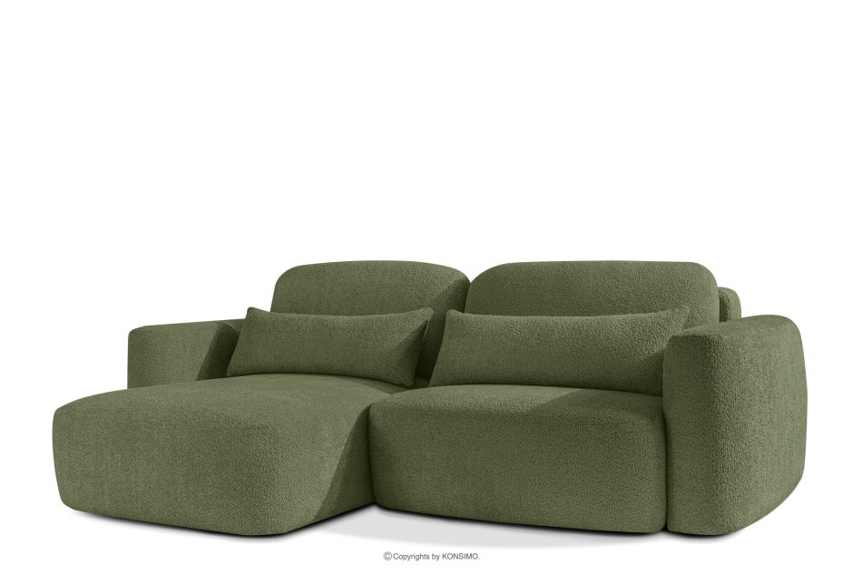 ELOSA Ecksofa im japanischen Stil mit Bouclé-Stoff links olivgrün oliv - Foto 3